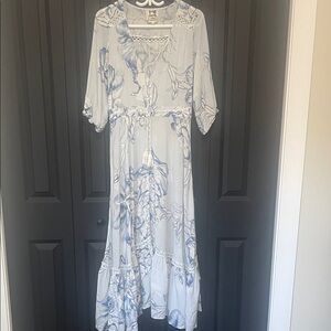 Jaase Blue and White Floral Maxi Dress